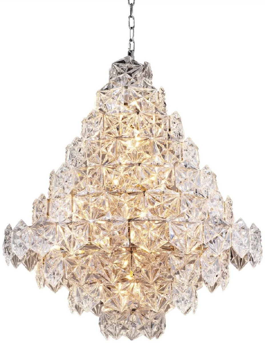 Casa Padrino araña de lujo plata / vidrio transparente Ø 80 x H. 95 cm - Araña de Hotel y Restaurante - Calidad de Lujo