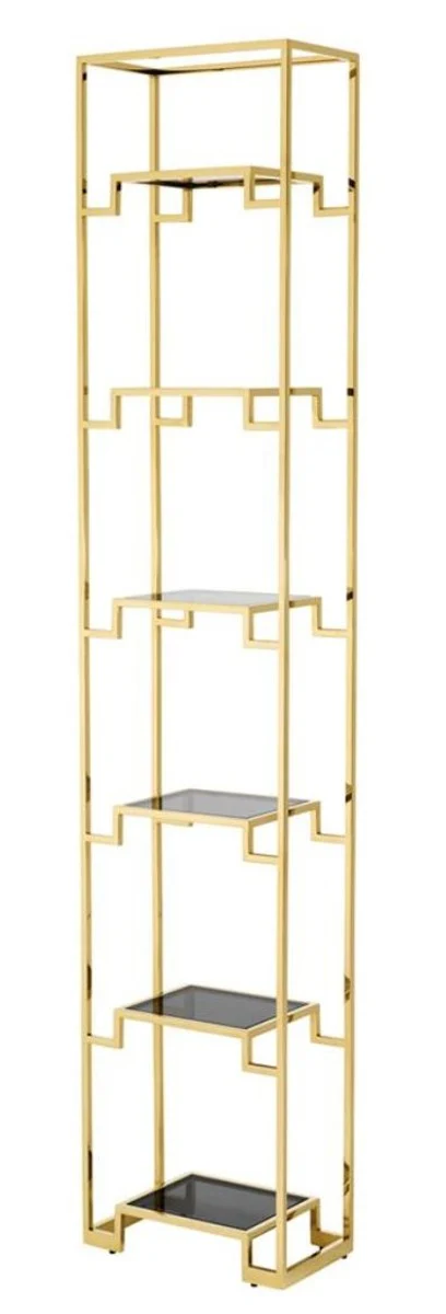 Casa Padrino armario de estantería dorado / negro 45,5 x 25,5 x H. 221 cm - Mueble de Sala de Estar de Lujo