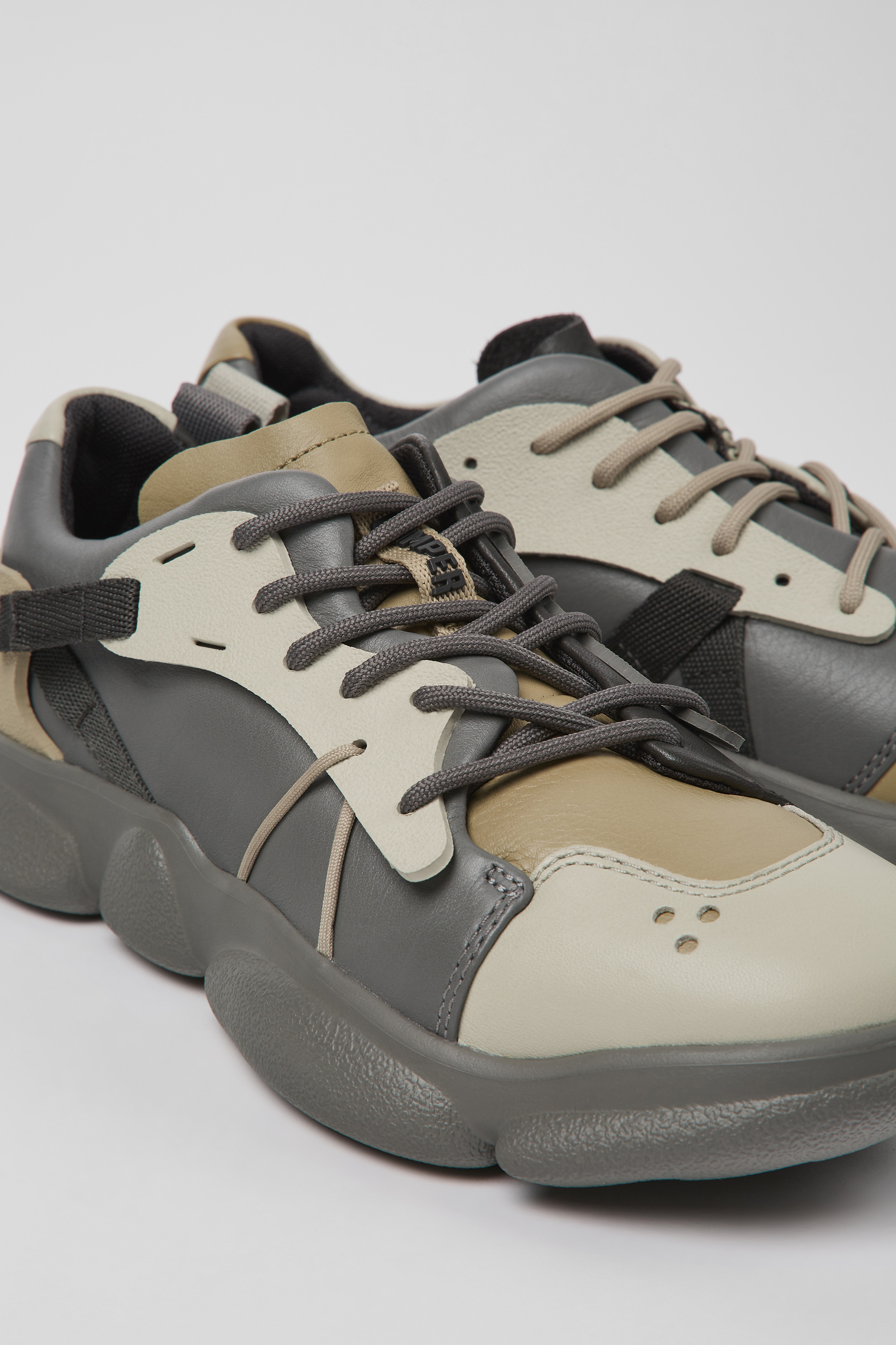 Twins - Multicolored leather and textile sneakers for women