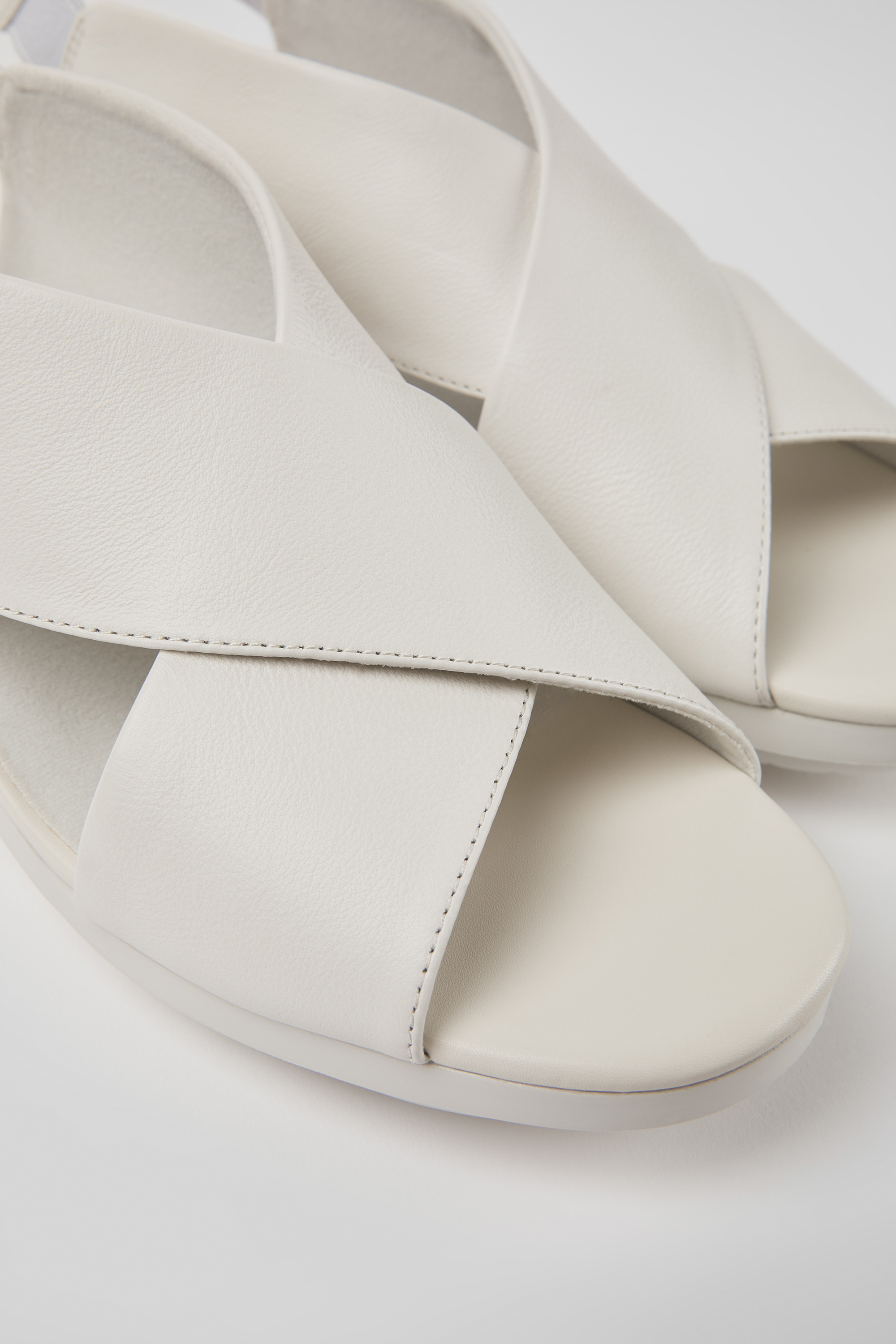 Balloon - White leather sandals for women