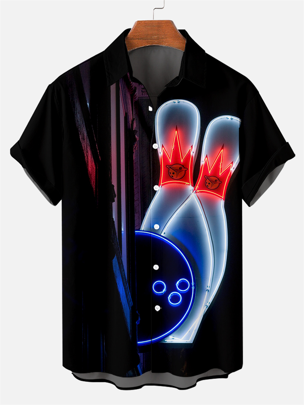 Suitmens Men's Hawaiian Bowling  Print Shirt Three-Piece Set 046