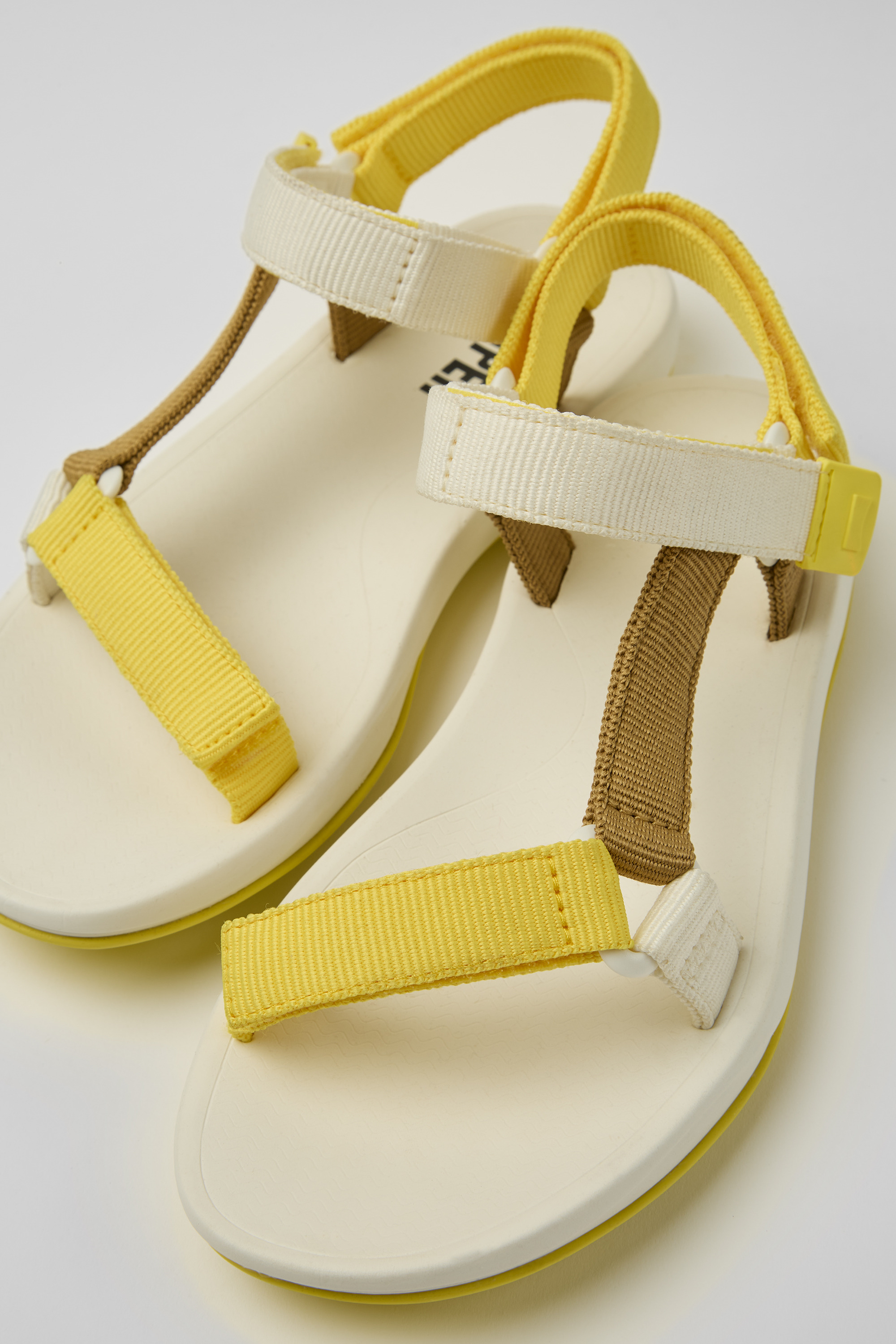 Match - Yellow, white, and brown sandals for women