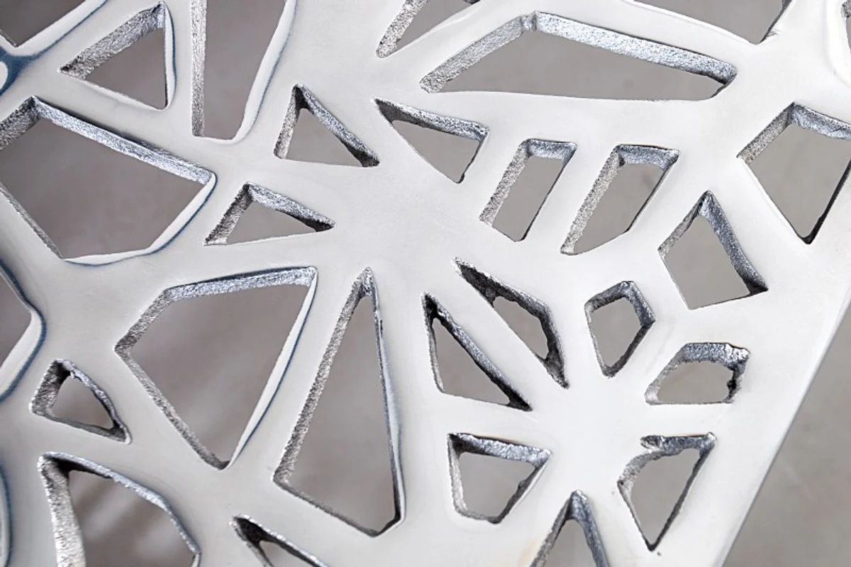 Mesa de centro Art Deco Casa Padrino metal plata 60 x 60 x A. 32 cm - Mesa Art Nouveau - Muebles de sala de estar