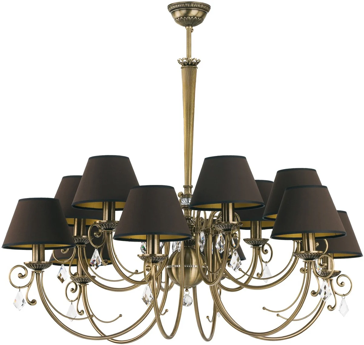 Casa Padrino ara?a de luces de cristal barroco de lujo lat¨®n con p¨¢tina / marr¨®n oscuro ? 90 cm