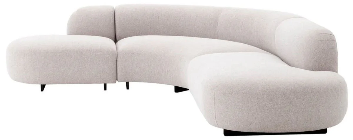 Casa Padrino Sof¨¢ Esquinero de Lujo Gris Claro / Negro 300 x 257 x A. 70 cm - Sof¨¢ de Sal¨®n - Sof¨¢ de Jard¨ªn - Muebles de Sal¨®n - Muebles de Jard¨ªn - Muebles de Exterior - Muebles de Lujo