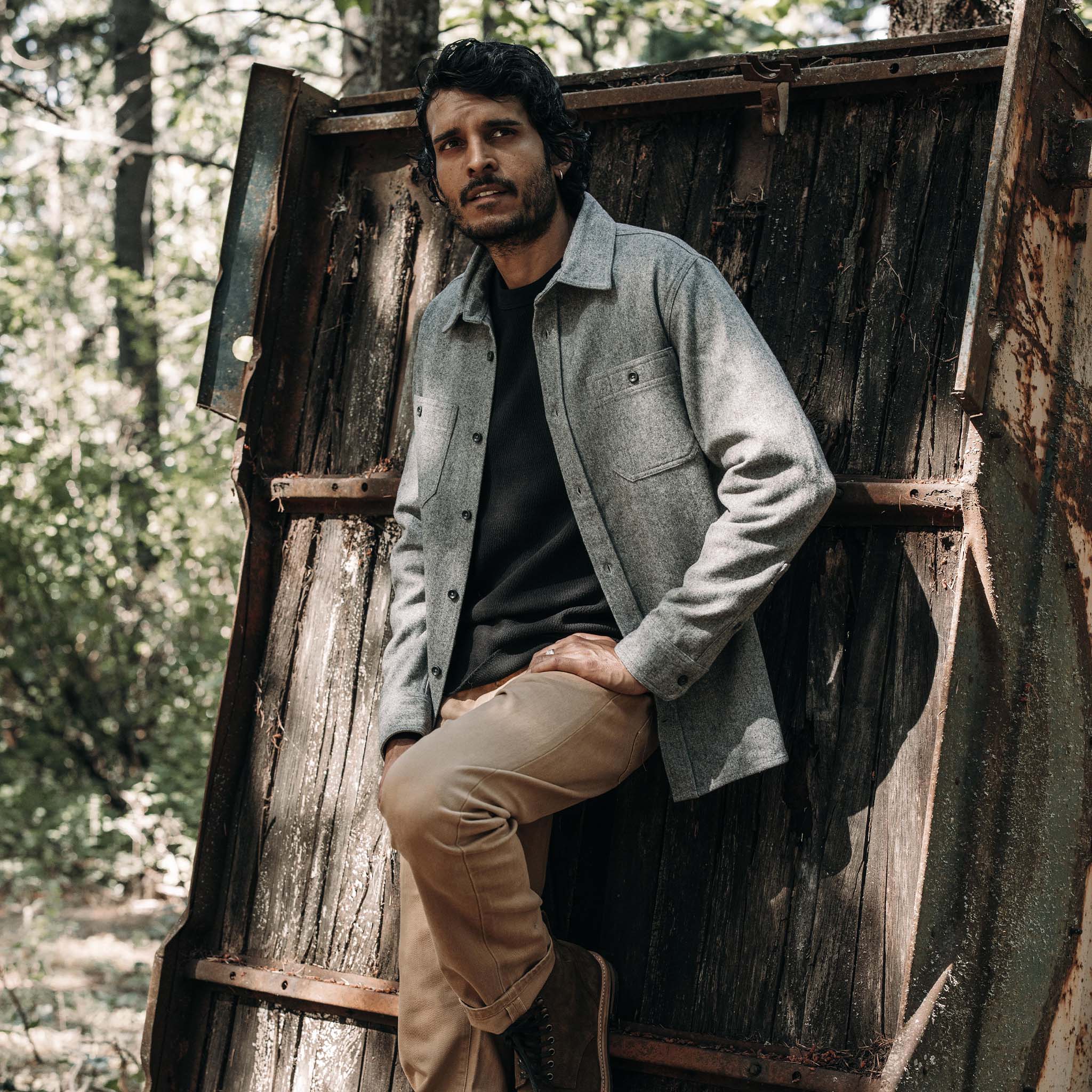 The Utility Shirt in Ash Donegal Wool