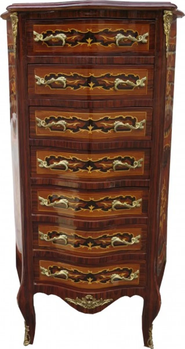 Casa Padrino Baroque chest mahogany inlaid with 7 drawers 120 x 70 x 35 cm - antique style