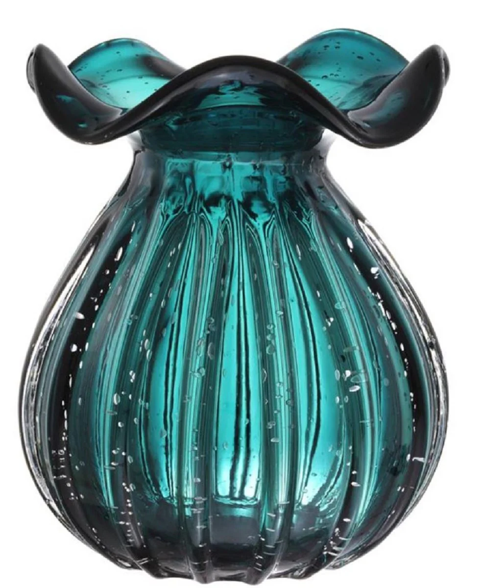 Casa Padrino jarrón / jarrón de florero de vidrio verde Ø 23 x H. 27 cm - Deco de la Sala de Estar de Lujo