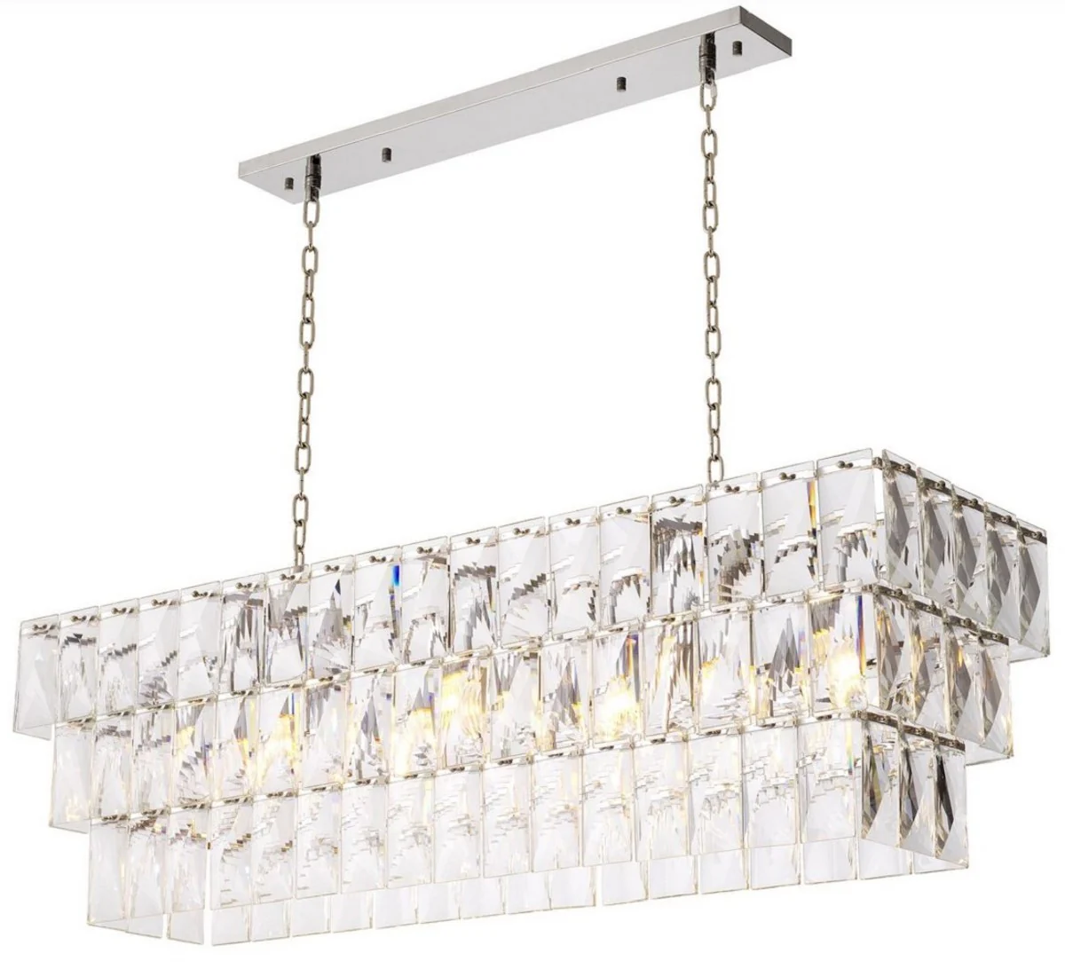 Casa Padrino araña de luces de cristal de lujo plata 140 x 41 x A. 45,5 cm - Lámpara de araña de hotel y restaurante de lujo - Calidad de Lujo