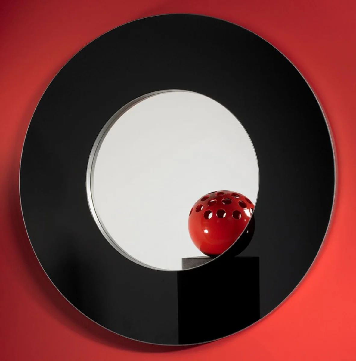 Casa Padrino espejo de pared de lujo negro ? 110 cm - Muebles de Lujo