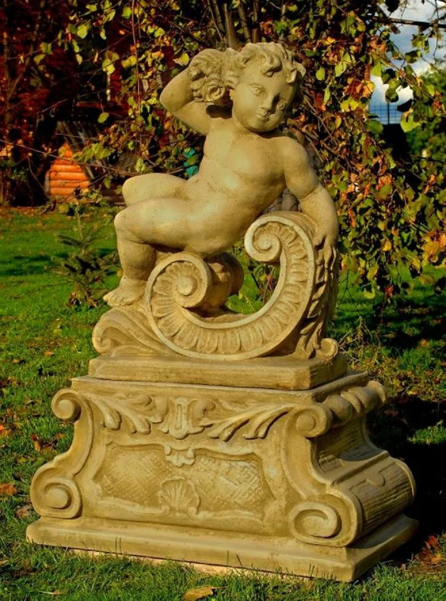 Casa Padrino escultura de decoración de jardín barroco mira a la izquierda 80 x 36 x A. 116 cm - figura de decoración de jardín con base - Accesorios de Decoración Jardín y Terraza