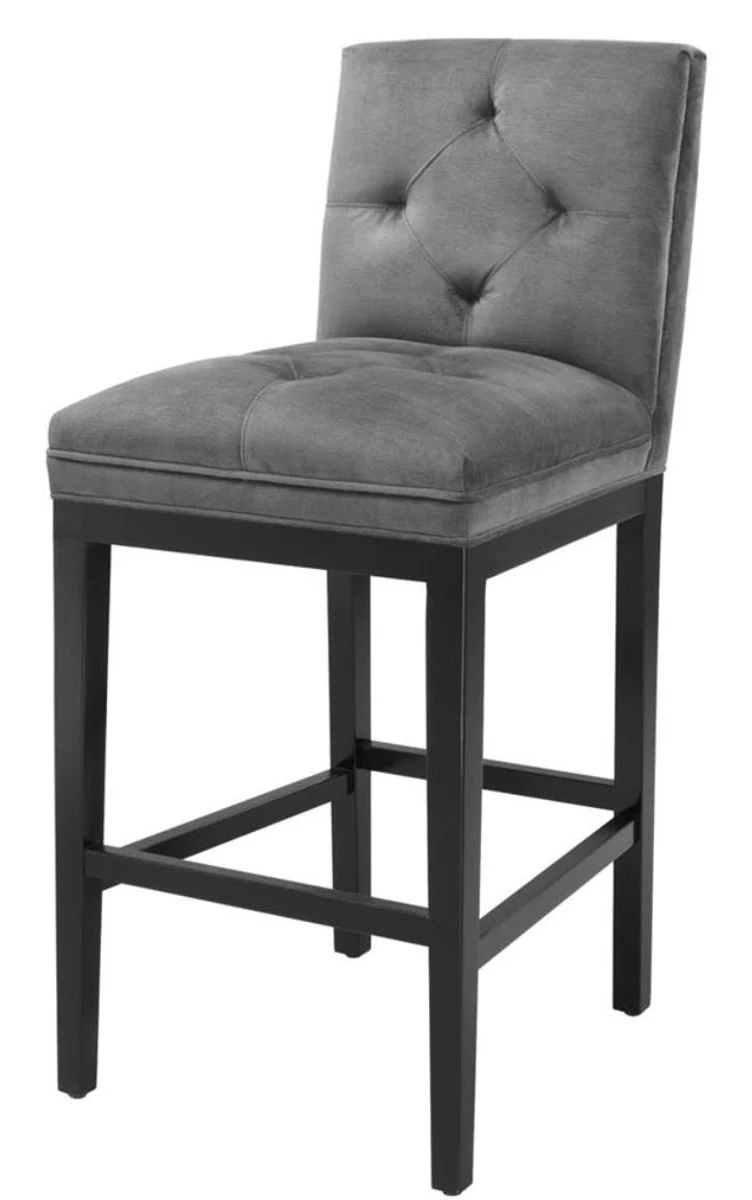 Casa Padrino silla de bar de lujo gris oscuro / negro 51 x 63 x H. 110 cm - Hotel Restaurant Club Muebles