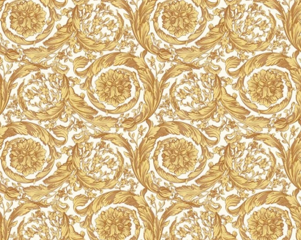Papel Pintado no Tejido Barroco de Diseño Versace IV 36692-5 - Oro / Blanco - Papel Pintado de Diseño - Alta Calidad
