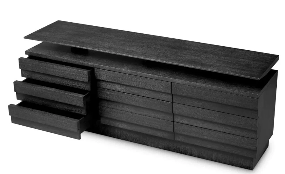 Casa Padrino aparador de lujo con 9 cajones de madera de caoba con chapa de roble antracita - muebles de lujo