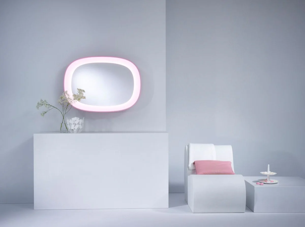 Casa Padrino espejo de dise?o de lujo rosa 70 x H. 97 cm - Espejo de Pared de Dise?o con Luz