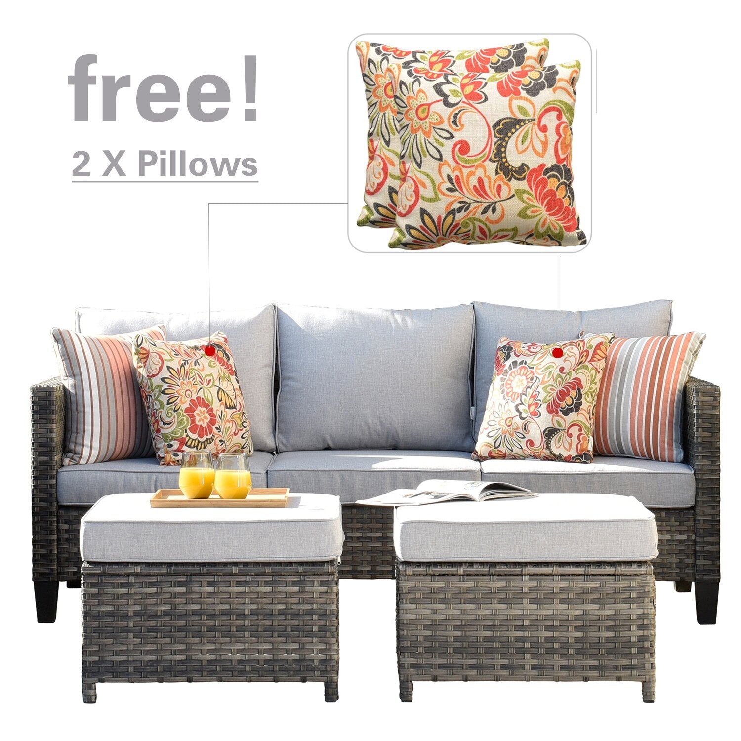 Dron Wicker/Rattan 5 - Person Seating Group with Cushions