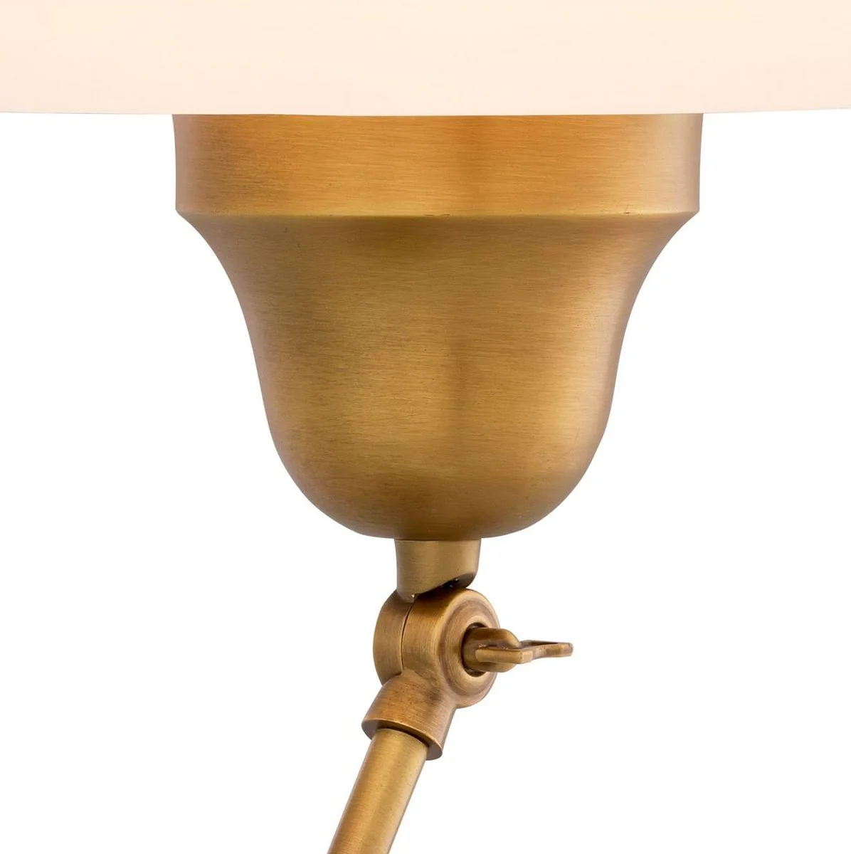 Casa Padrino lámpara de mesa de lujo latón antiguo / negro / blanco Ø 42 x A. 55 cm - Lámpara de escritorio orientable con pantalla redonda de vidrio - Iluminación de lujo - Muebles de lujo