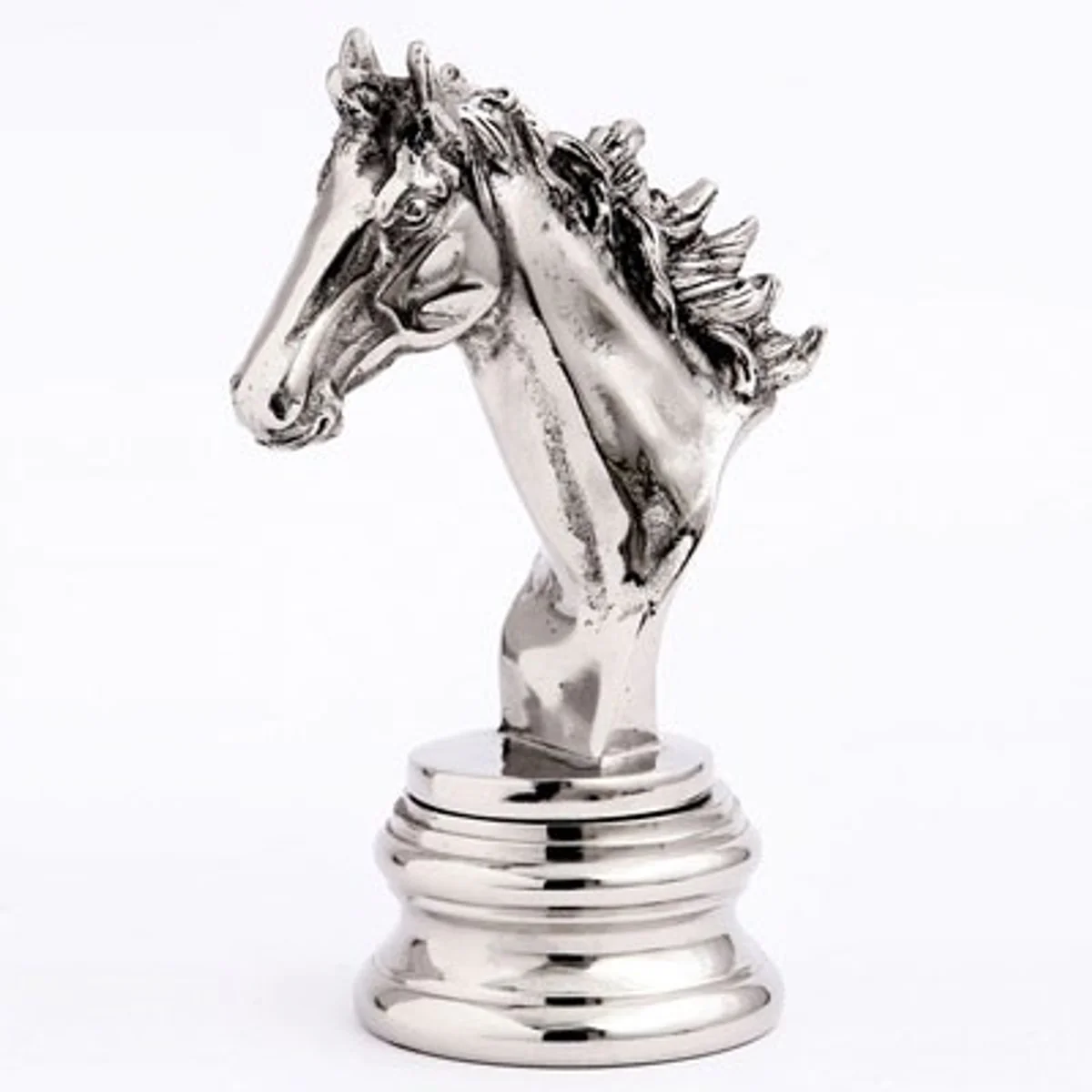 Casa Padrino Horsehead Sculpture Aluminum nickel plated - Figurine Horse