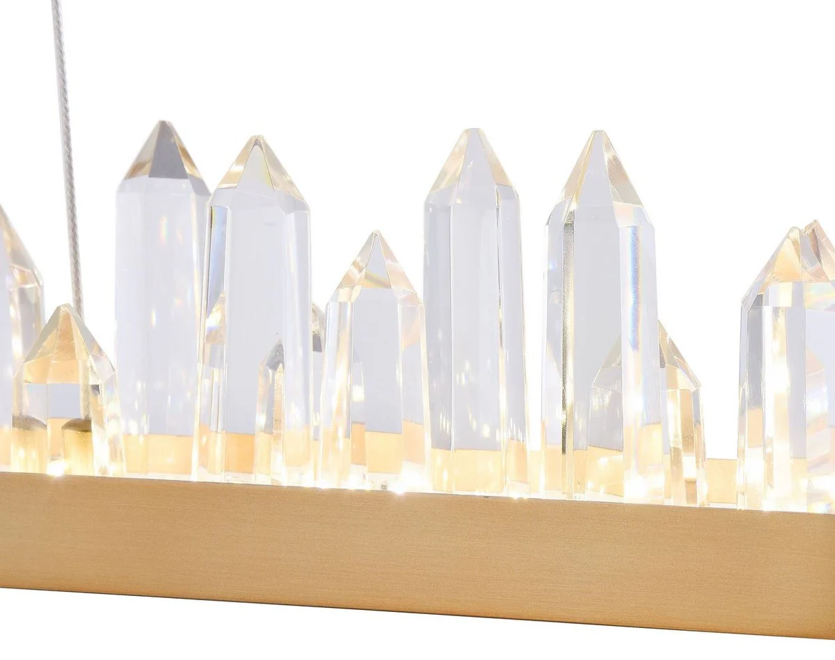 Casa Padrino LED pendant lamp with brass colored metal frame and crystal jagged 115 x 9 x H. 10.4 cm - Living Room Furniture