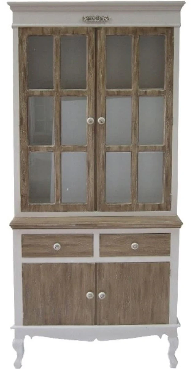 Casa Padrino Country Style Showcase White / Brown 89 x 40 x H. 195 cm - Country Style Furniture