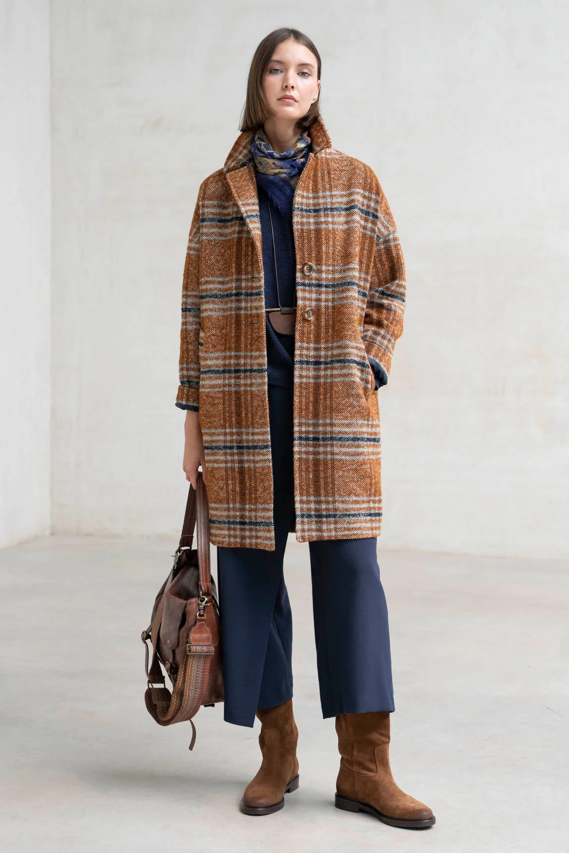 Rivera-spain Abrigo Biella cuadros teja