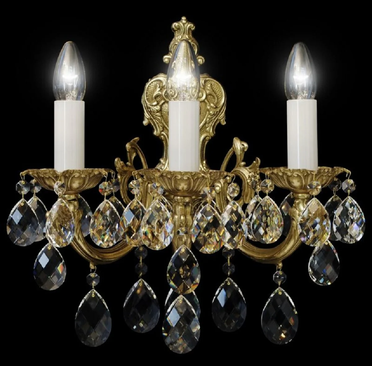 Casa Padrino lámpara de pared de cristal barroco de lujo bronce 25 x A. 37 cm - Magnífica lámpara de pared con cristal de Bohemia - Noble & Magnífica