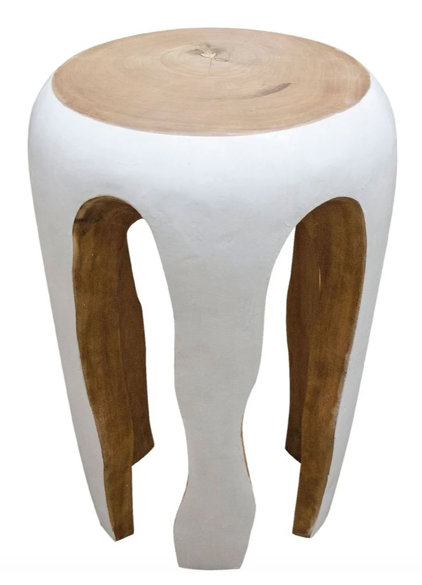 Casa Padrino mesa auxiliar blanco / color natural 40 x H. 54,5 cm - muebles de sala