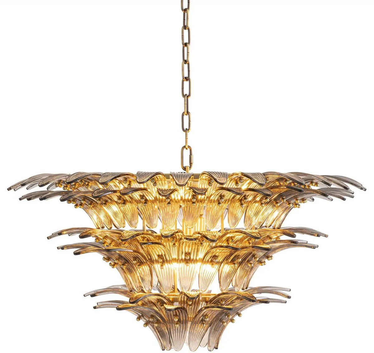 Casa Padrino araña de luces de cristal de lujo latón / gris Ø 80 x A. 41 cm - Araña de Luces Redonda para Hoteles y Restaurantes - Calidad de Lujo