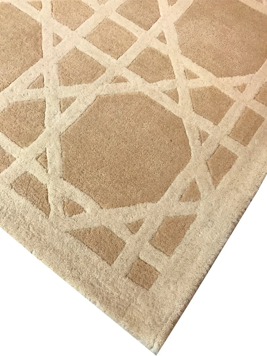Casa Padrino alfombra de lujo de lana de Nueva Zelanda beige / crema 170 x 240 cm - alfombra de salón con mechones a mano