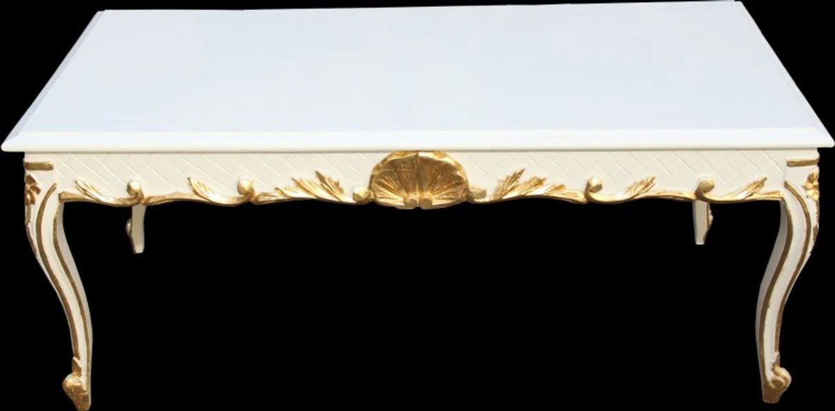 Casa Padrino Baroque Coffee Table White / Gold 120 x 60 cm Mod2 - antique look