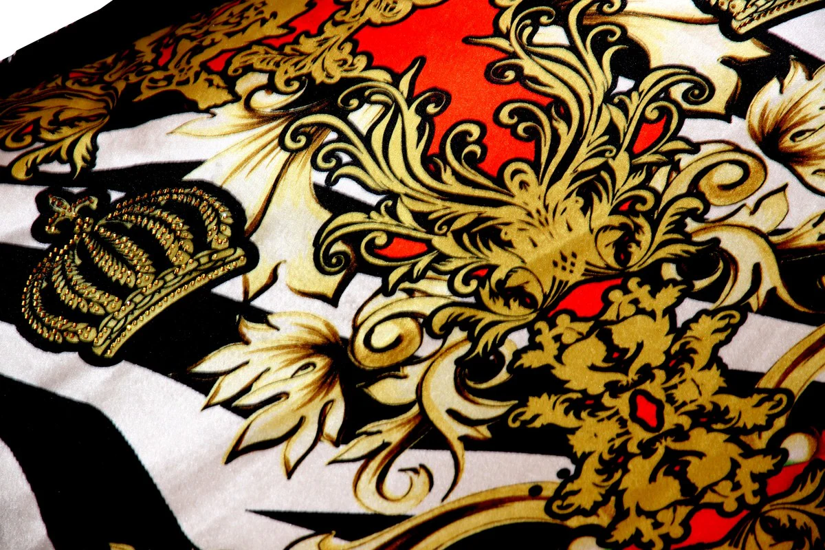 Enorme almohada barroca de lujo XXL Pompones  Coronas y Rosas  de Casa Padrino de Harald Gl??ckler 80 x 80 cm con brillantes pedrer¨ªa