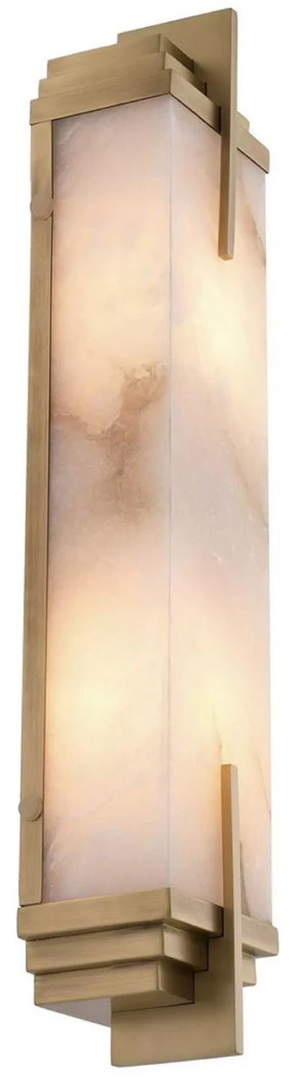 Casa Padrino lámpara de pared de lujo latón antiguo / alabastro 10,5 x 8,5 x A. 51 cm - Lámpara de pared con pantalla de alabastro - Luces de Lujo