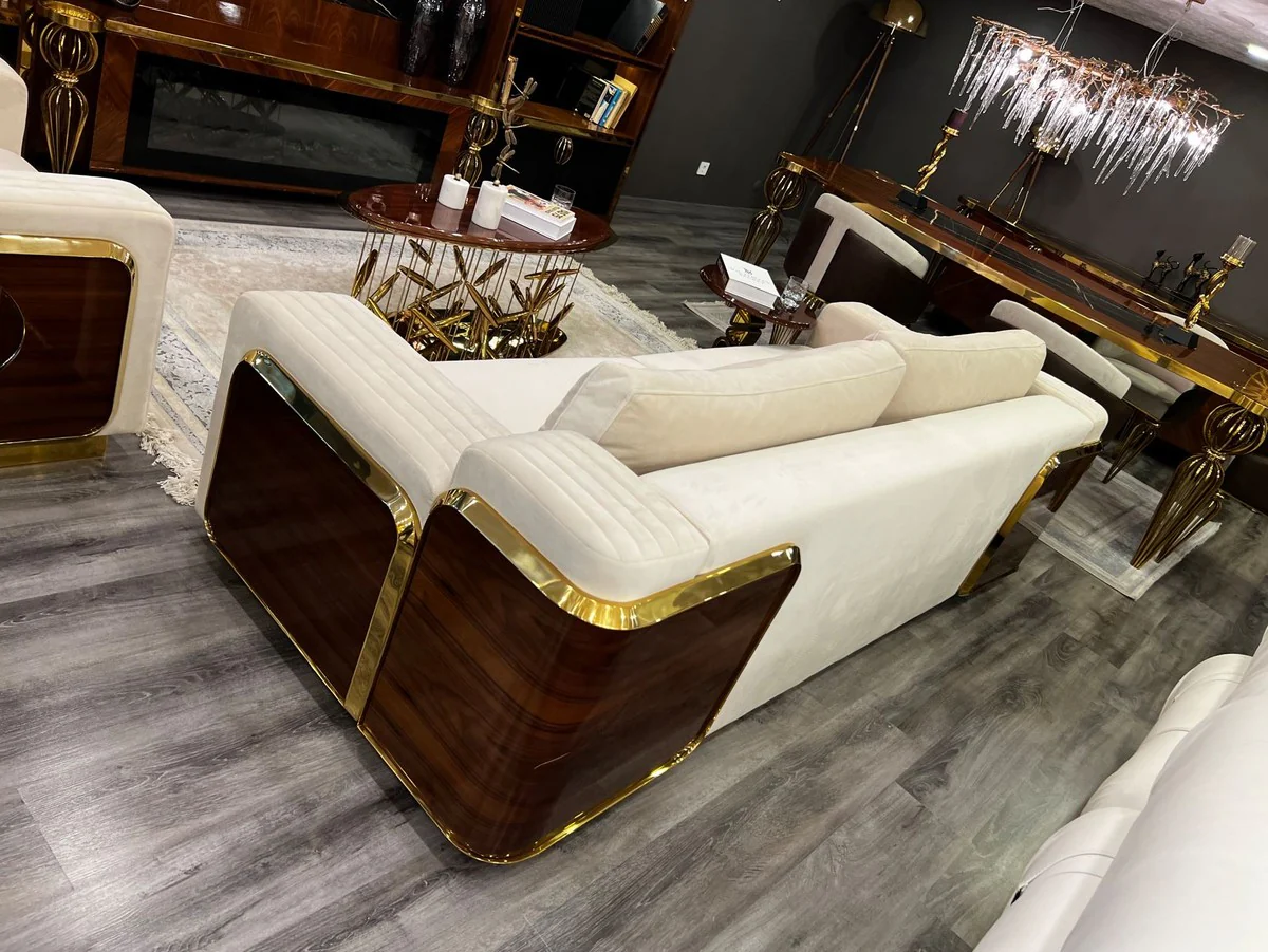 Casa Padrino sof¨¢ de lujo crema / marr¨®n / oro 247 x 100 x A. 70 cm - Sof¨¢ de sal¨®n - Sof¨¢ de hotel - Muebles de sal¨®n - Muebles de hotel - Muebles de lujo - Interiores de lujo