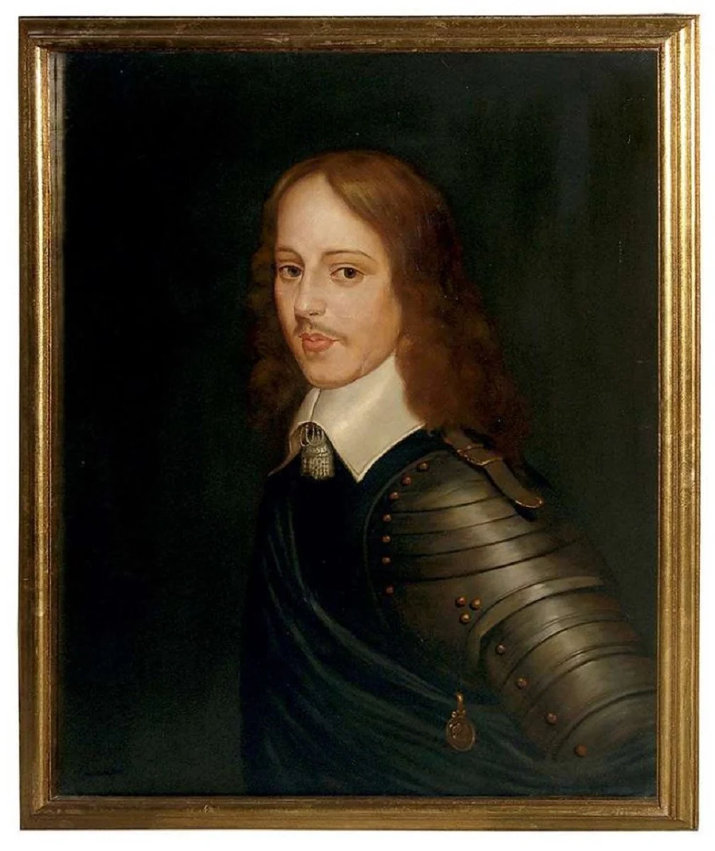 Casa Padrino pintura al óleo barroco de lujo señor multicolor / oro 100 x A. 126 cm - Cuadro pintado a mano en estilo barroco - Decoración mural barroco