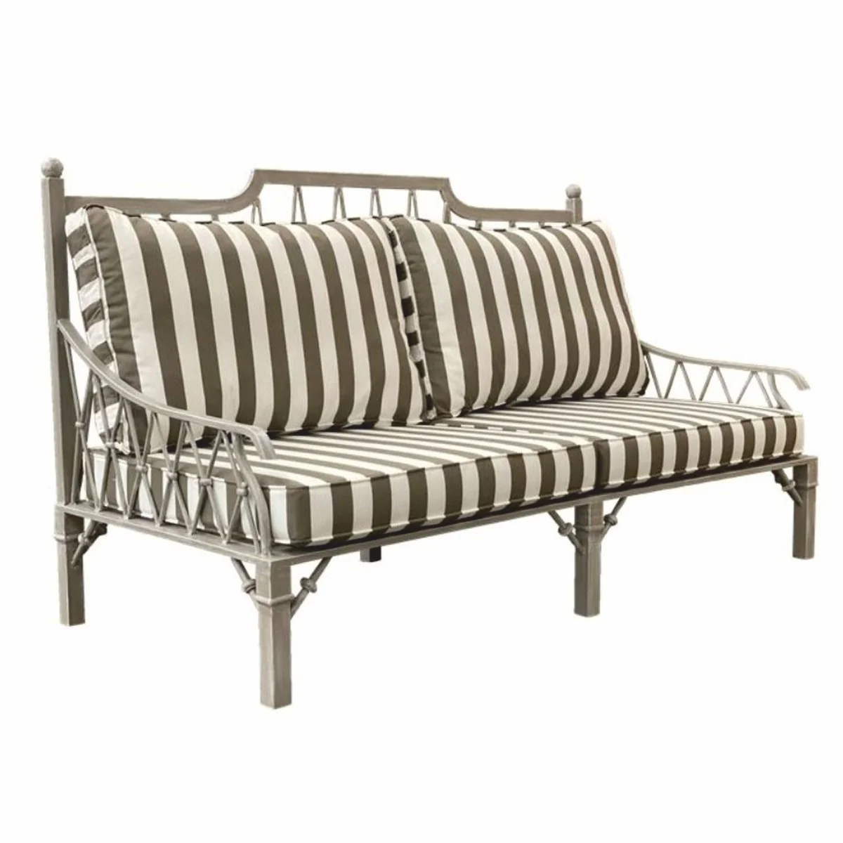 Casa Padrino Sof¨¢ Art Nouveau de Lujo Gris / Blanco 190 cm - Sof¨¢ para Hotel y Jard¨ªn