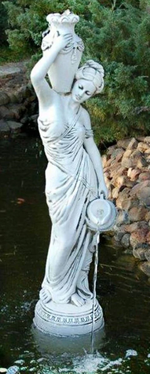Casa Padrino escultura de gárgola Art Nouveau mujer con jarrón y jarra gris A. 135 cm - Elegante figura de piedra de gárgola - Accesorios de Decoración de Jardín Barroco y Art Nouveau