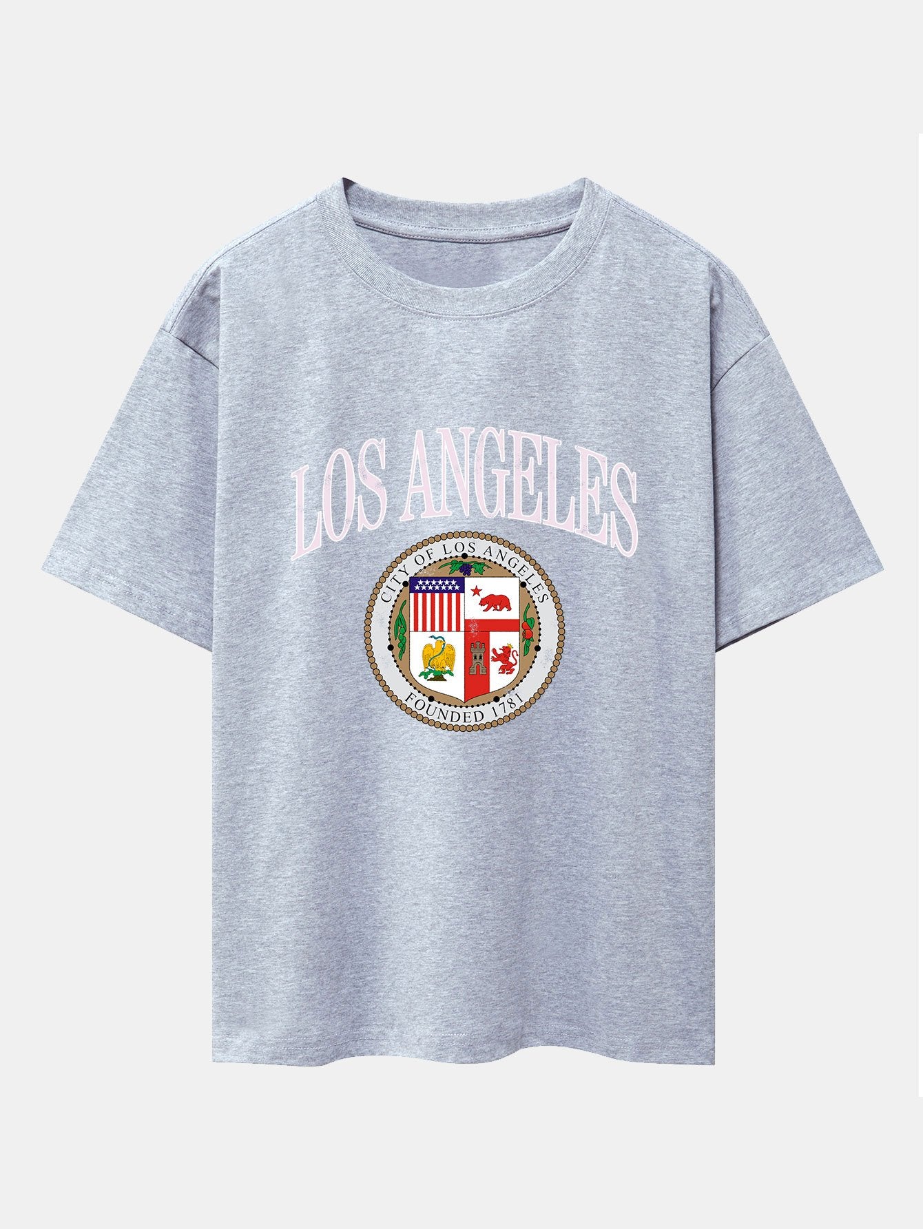 Los Angeles Coat Of Arms Print Drop Shoulder Oversize T-Shirt
