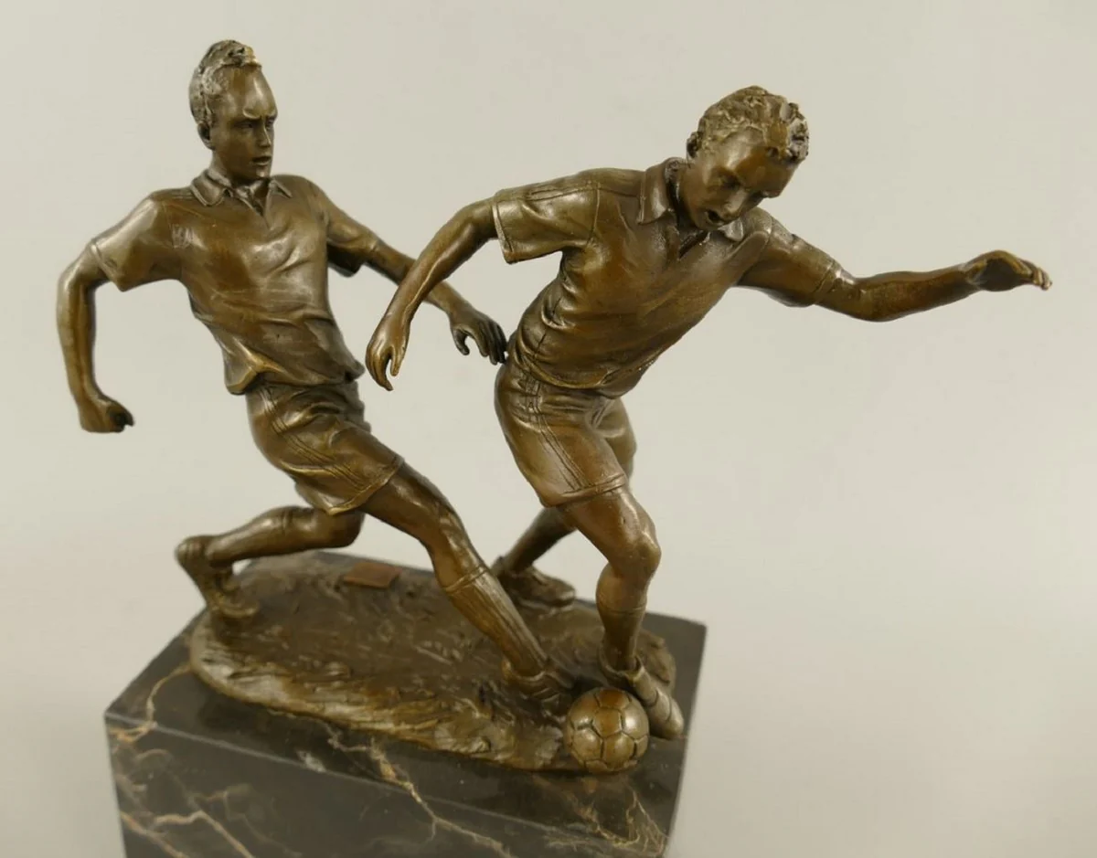 Casa Padrino escultura de bronce 2 jugadores de f¨²tbol bronce / gris A. 23 cm - Decoraci¨®n de escritorio