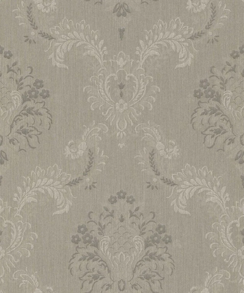 Casa Padrino papel tapiz textil barroco marrón / gris 10,05 x 0,53 m - Papel Tapiz de la Sala de Estar de Alta Calidad en Estilo Barroco