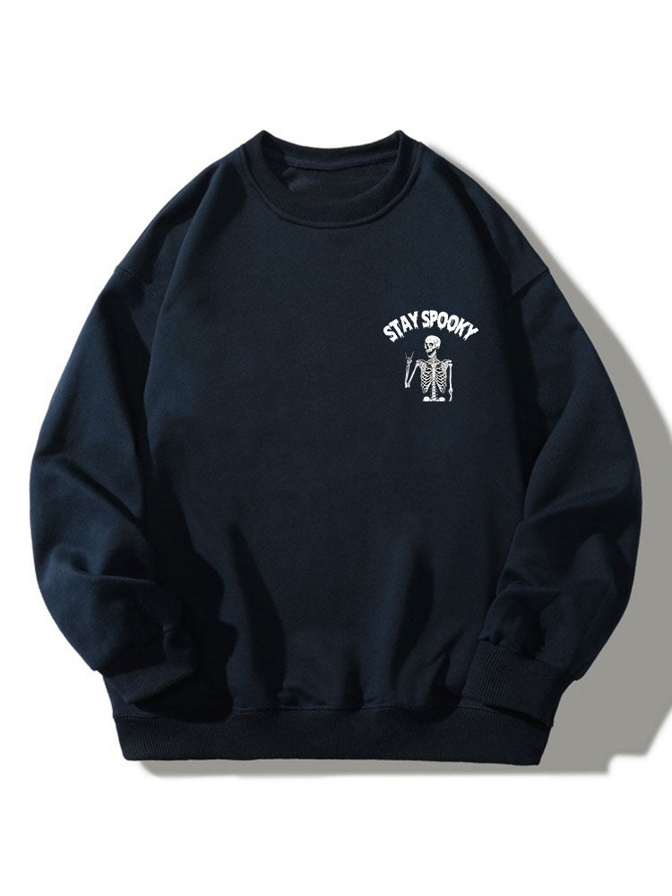 Halloween Funny Skeleton Print Relaxed Sweatshirt