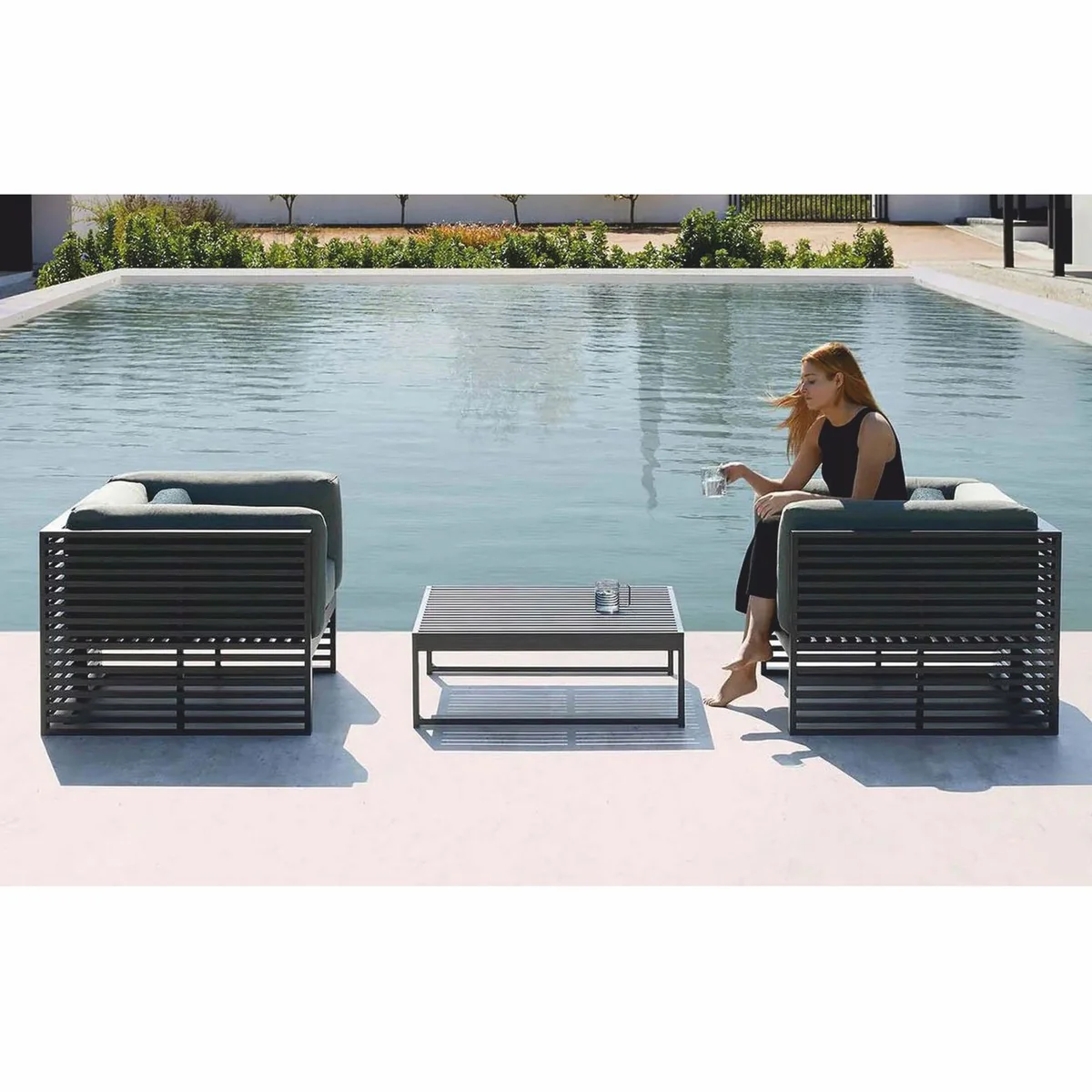 Casa Padrino sill¨®n de jard¨ªn de lujo verde / negro 100 cm - Muebles para hoteles y jardines