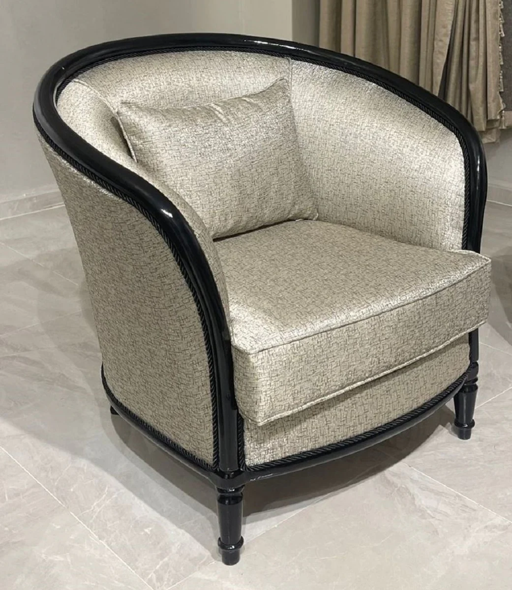 Casa Padrino sill¨®n barroco de lujo oro / negro - Sill¨®n de sal¨®n de estilo barroco - Muebles de sal¨®n de estilo barroco - Muebles de lujo de estilo barroco - Mobiliario barroco