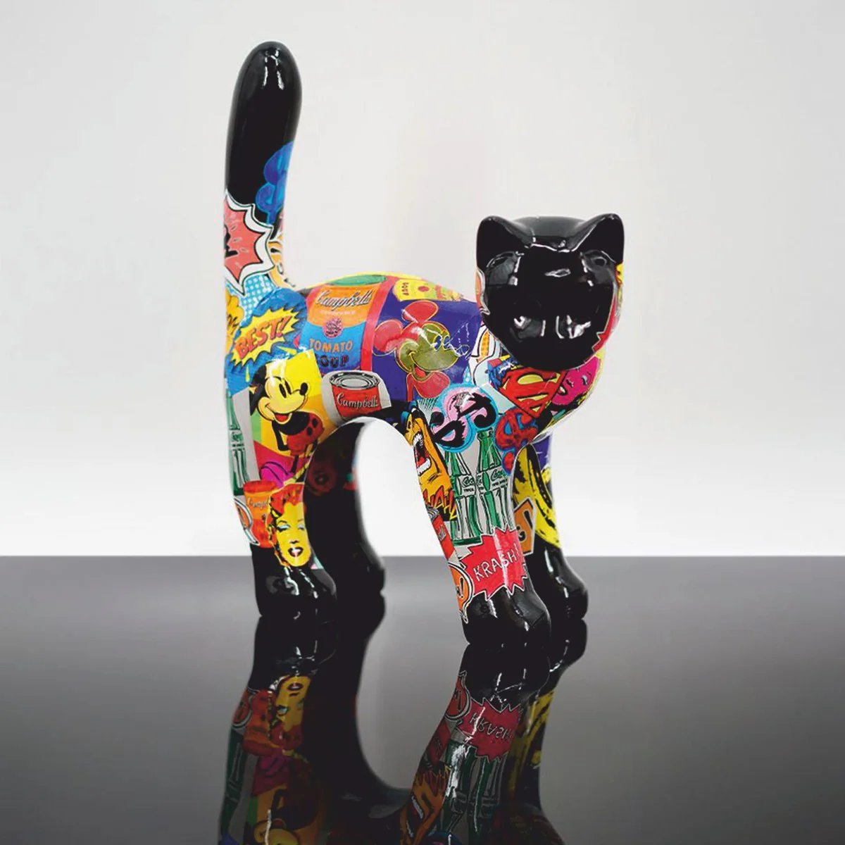 Casa Padrino figura decorativa gato negro / colorido 25 x A. 33 cm - Figura decorativa animal