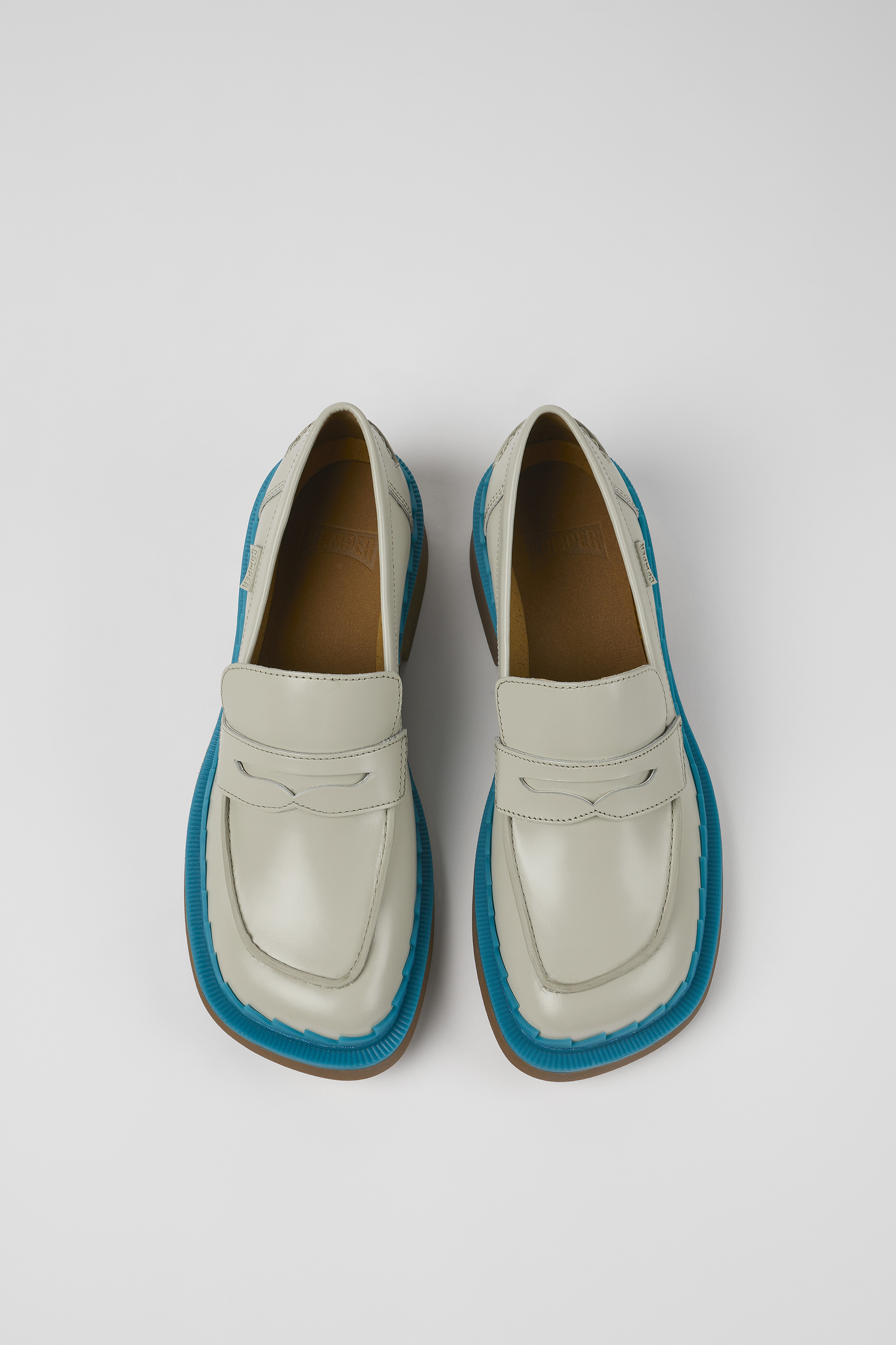 Taylor - Gray and blue leather loafers for women