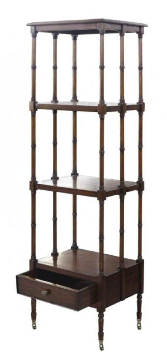 Casa Padrino mueble de la sala de estar / armario de estantería con cajón de lujo marrón oscuro 44 x 36 x H. 163 cm - Muebles de Sala de Estar de Lujo