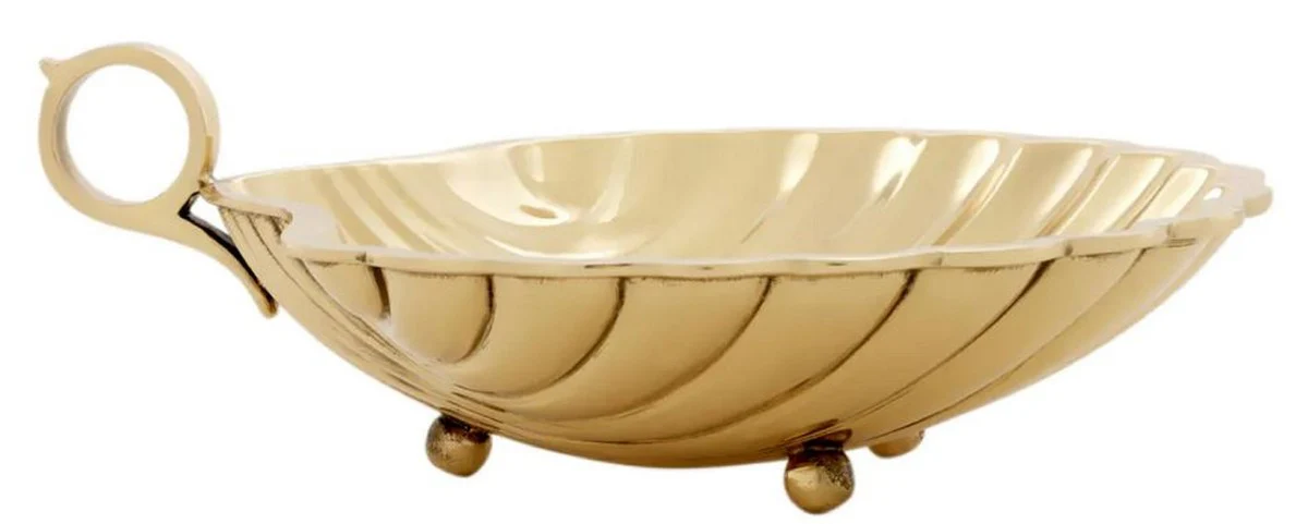 Casa Padrino cuenco decorativo de lujo en forma de concha oro 22,5 x 19,5 x A. 5,5 cm - Cuenco decorativo de lat¨®n con asa - Accesorios decorativos de lujo - Calidad de lujo