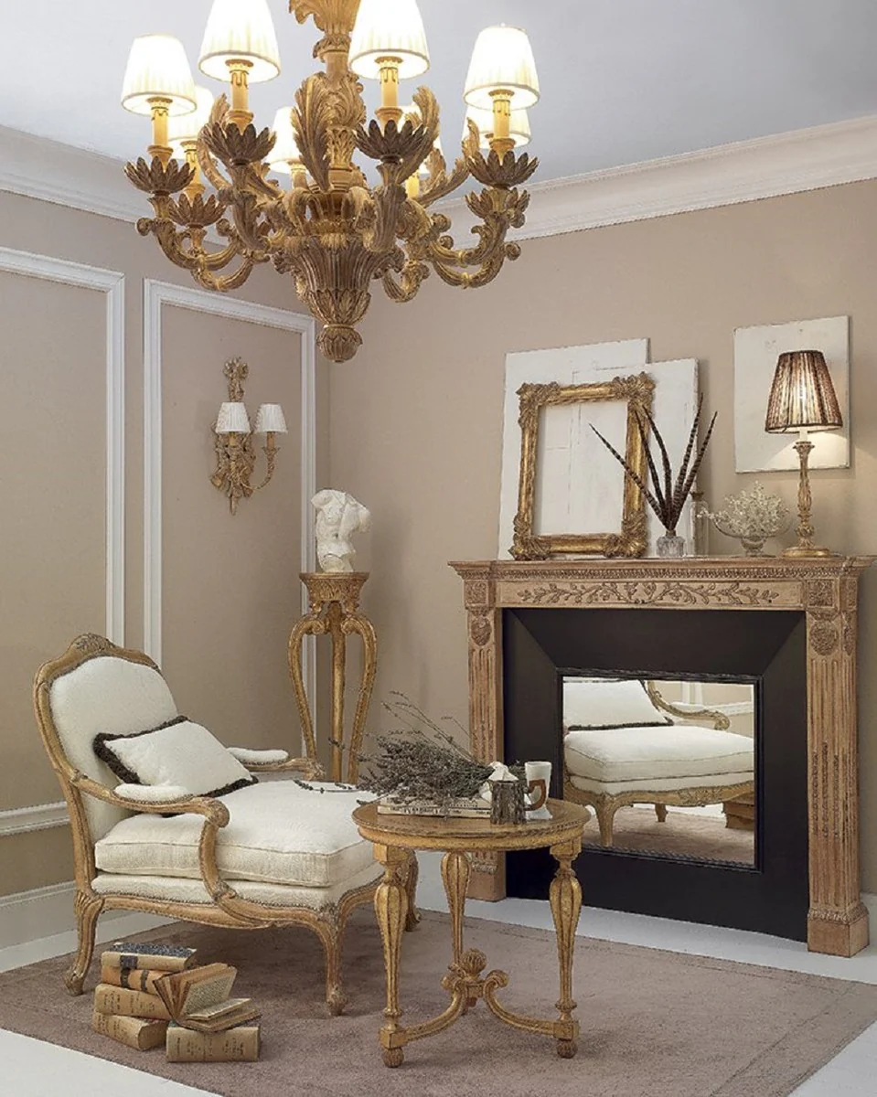 Casa Padrino araña de luces barroco de lujo natural / marrón / crema Ø 79 x A. 82 cm - Magnífica araña de salón de estilo barroco - Calidad de lujo - Hecho en Italia