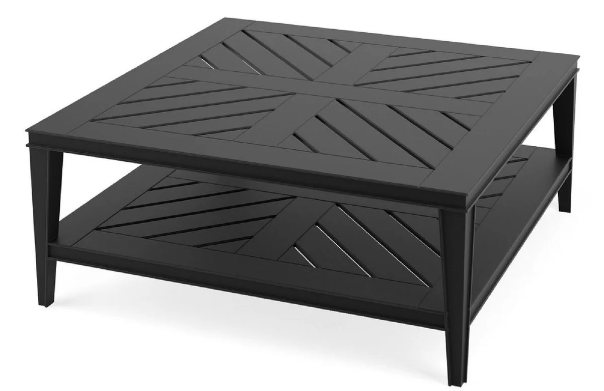 Casa Padrino mesa de centro de lujo negro mate 100 x 100 x H. 42 cm - Mesita Cuadrada Hecha de Aluminio Duradero de Alta Calidad - Mesa de Jard¨ªn