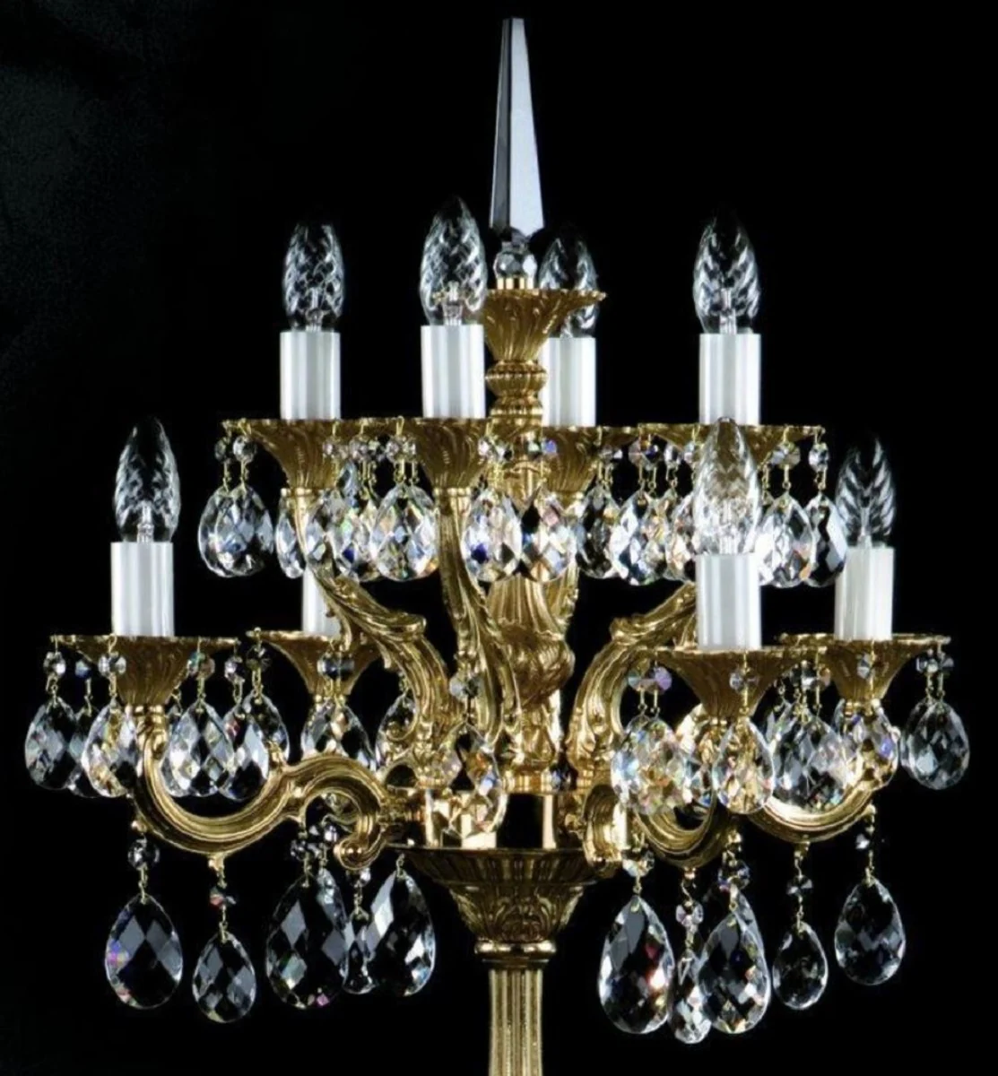 Casa Padrino lámpara de pie de cristal barroco de lujo oro Ø 56 x A. 152 cm - Magnífica lámpara de pie de latón con cristal de Bohemia - Luces de cristal barroco - Calidad de Lujo