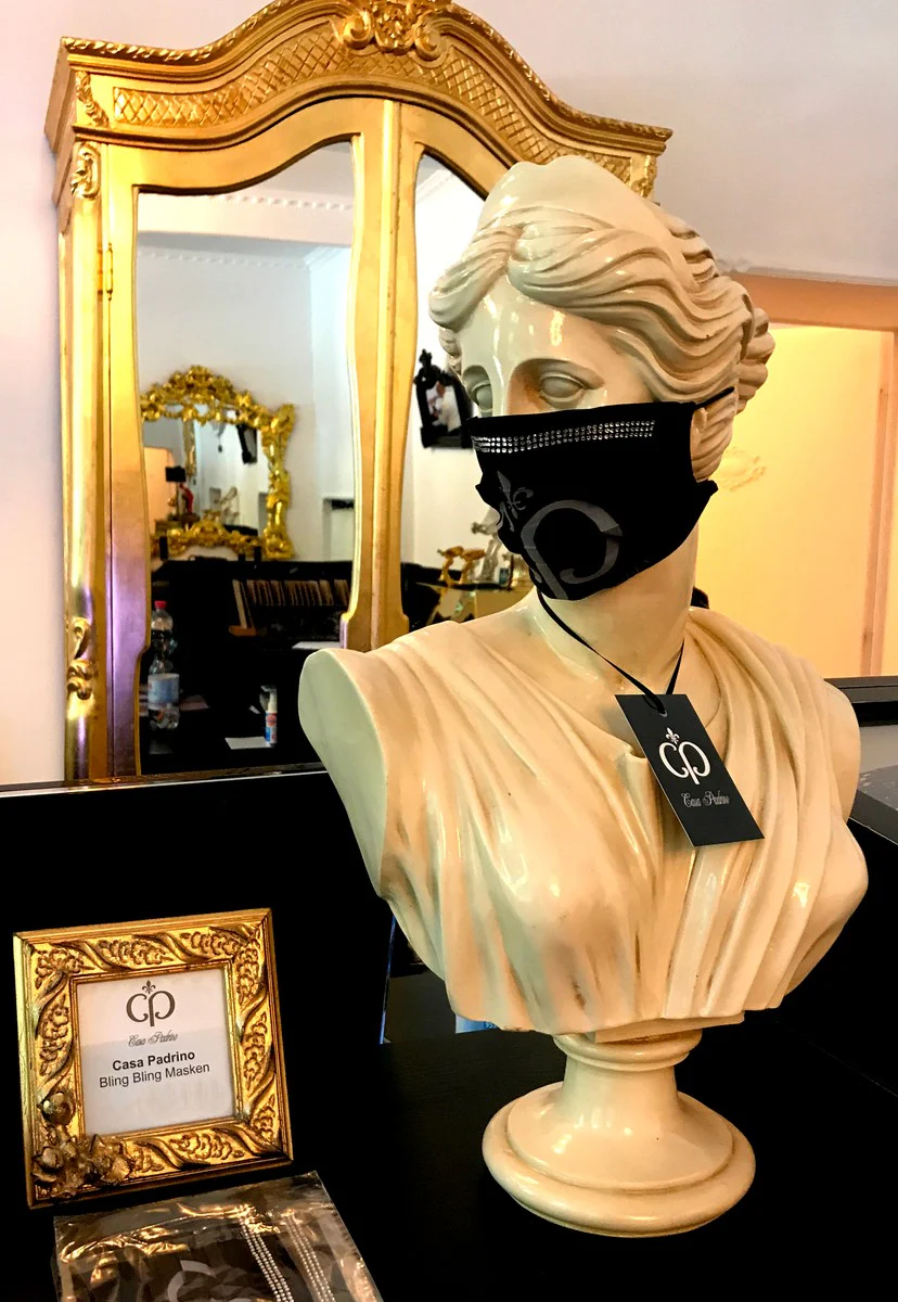 Casa Padrino Bling Bling Mask Black / Silver - Máscara CP con diamantes de imitación